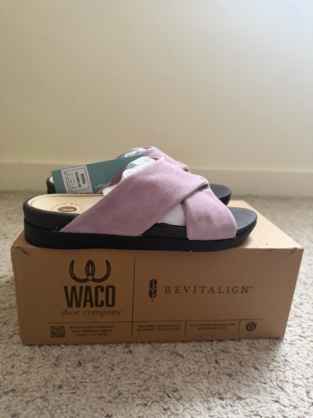 Revitalign Riviera Sandals Sz 6D Mauve Pink Suede Comfort Slides NEW - Picture 5 of 7